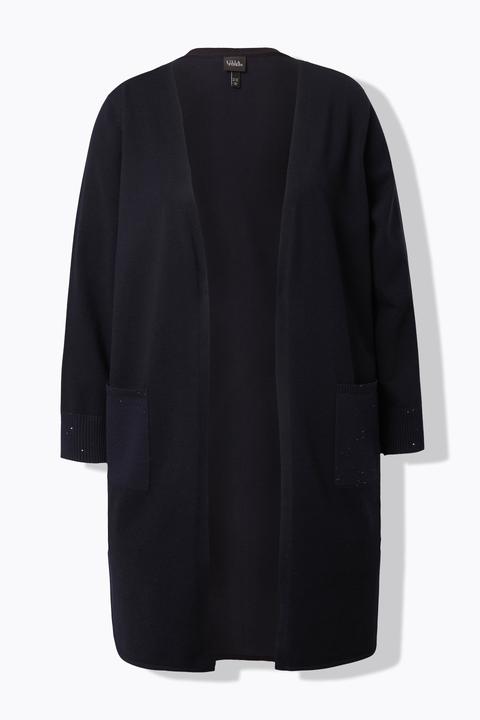 Produktbild Ulla Popken Long-Strickjacke, Pailletten, V-Ausschnitt, Langarm (54)