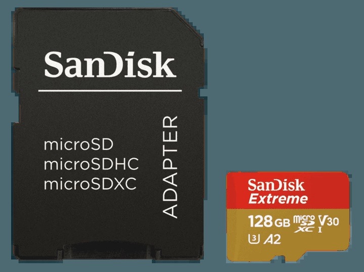 Actual product image SanDisk Extreme UHS-I V30 (128 GB, microSDXC, U3, UHS-I)
