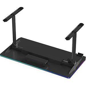 Ultradesk Gaming-Tisch QUEST, 140x70cm, 72-120cm, schwarz-schwarz, Tavolo gaming, Nero