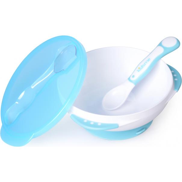 Homla Kidsme bļoda ar piesūcekni vāciņu un termokarotīti Aquamarine no 9 mēn. 9832AQ (9832AQ)