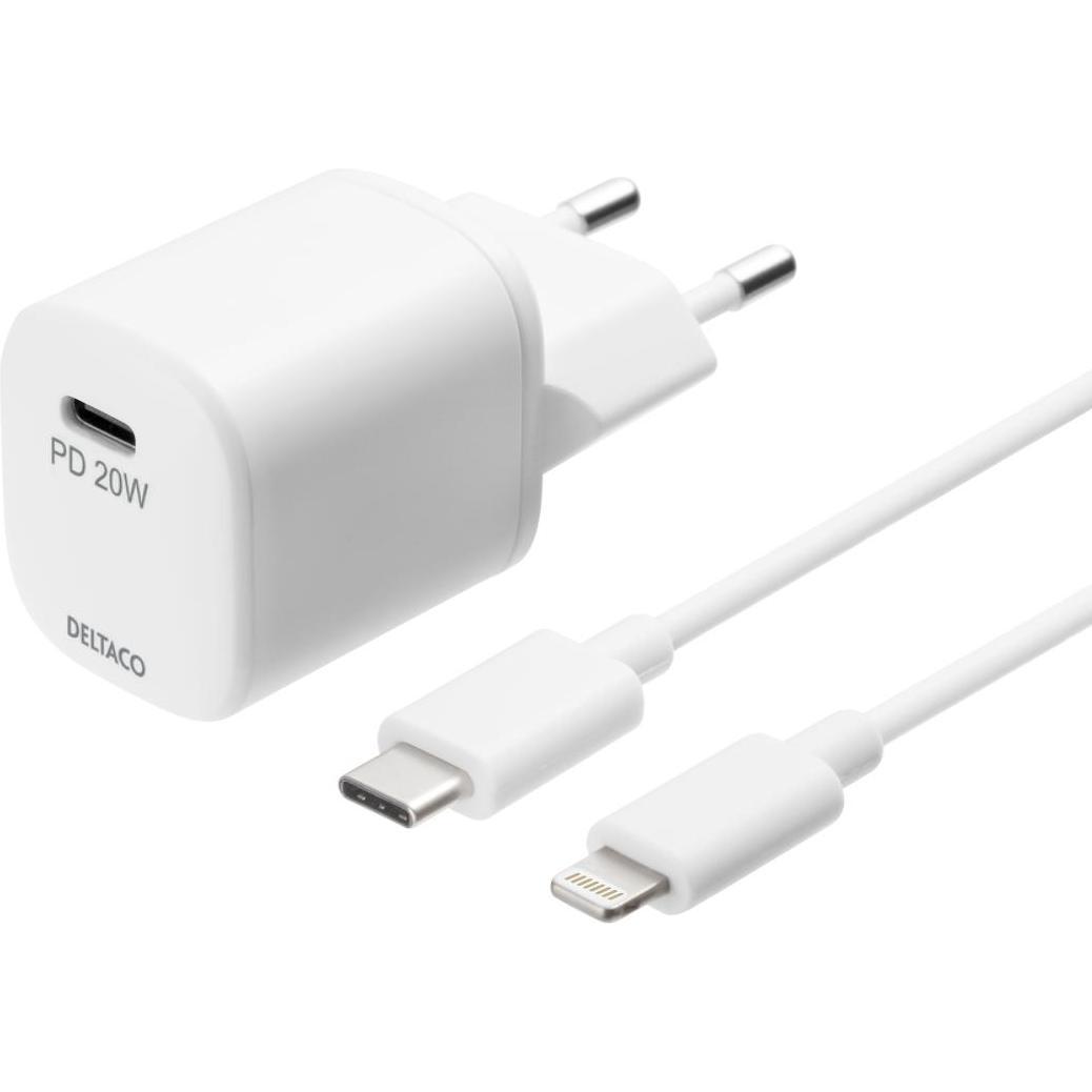 Deltaco USBC-AC141 (20 W), USB Ladegerät, Weiss