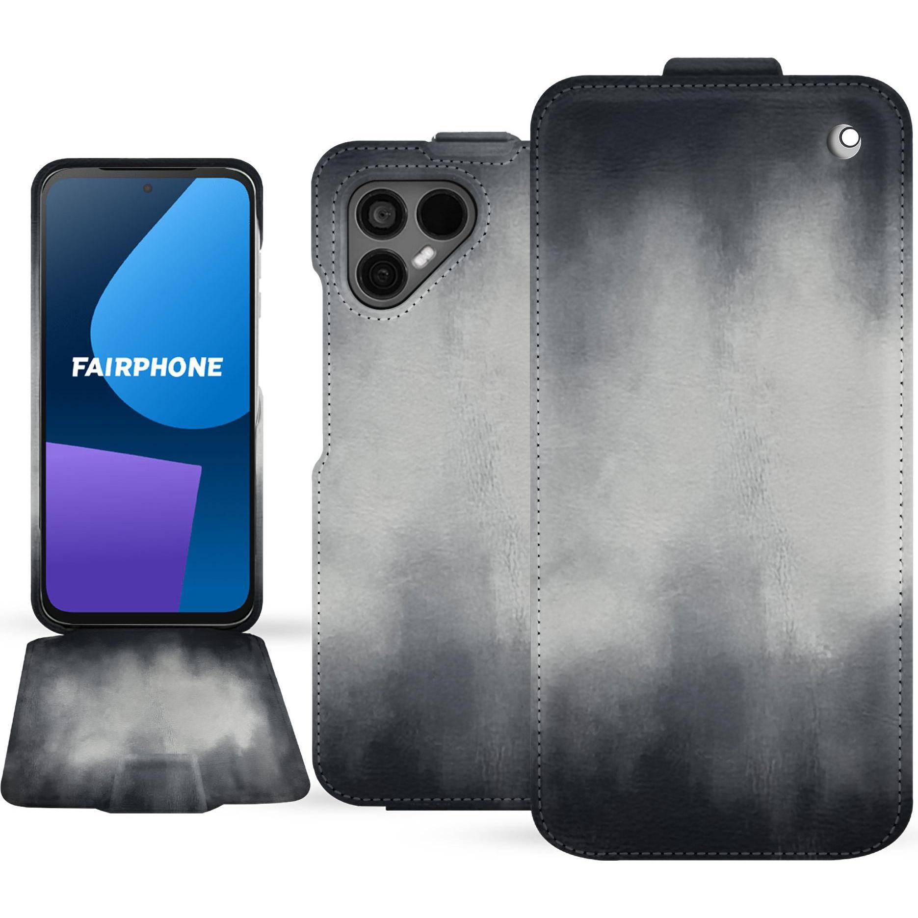 Noreve Lederschutzhülle vertikal (OnePlus 5), Smartphone Hülle, Grau