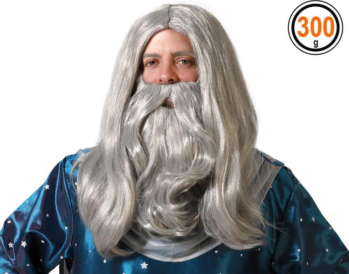 Produktbild BigBuy Perücke mit Bart Zauberer Grau