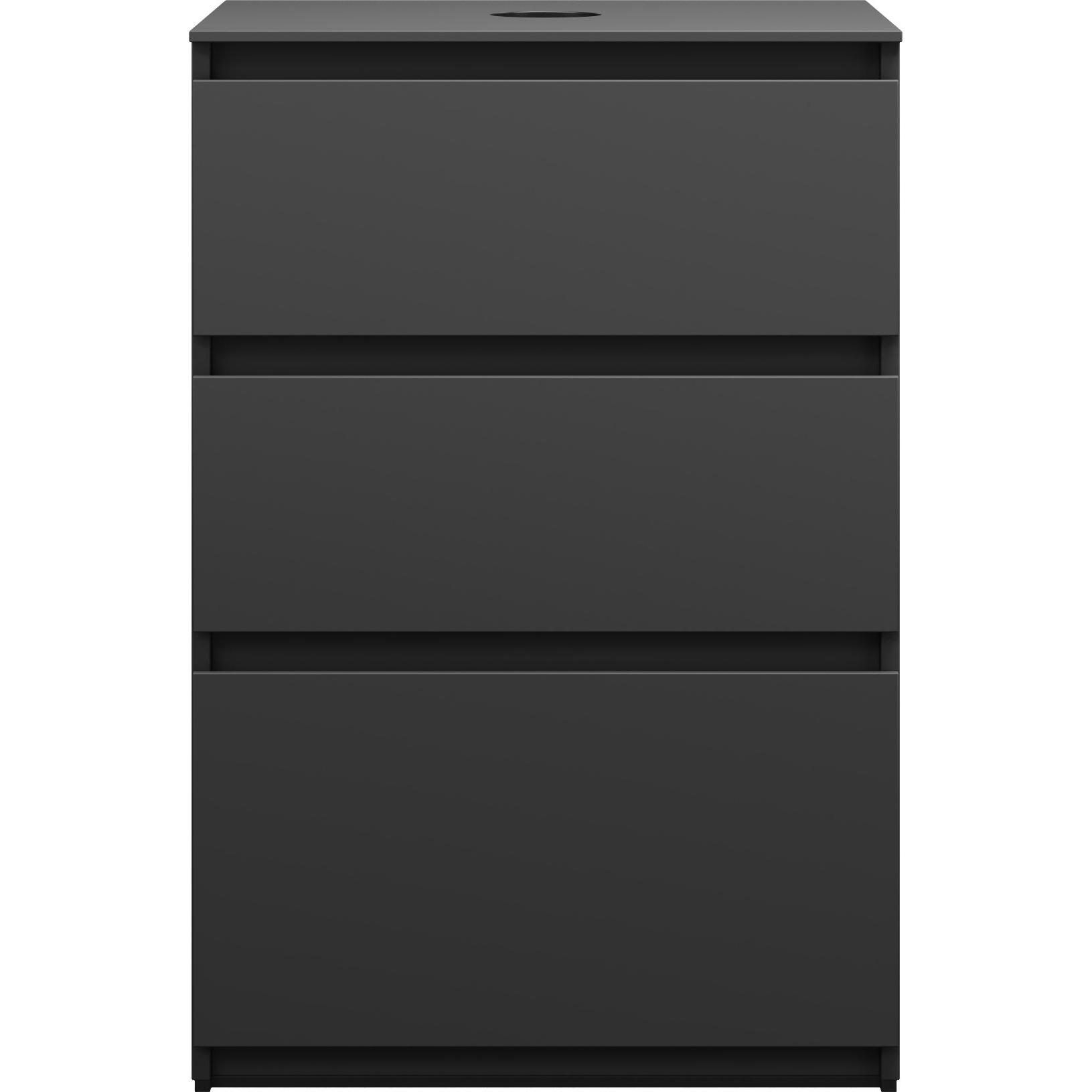 burgbad, Waschbeckenunterschrank, Lin20 Waschtischunterschrank inklusive Konsolenplatte, 3 Auszüge, Tiefe 487mm, 602x487...