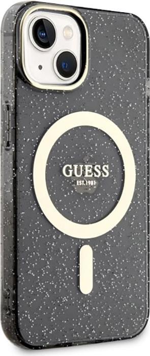 Produktbild Guess GUHMP14MHCMCGK iPhone 14 Plus 6.7" black/black hardcase Glitter Gold MagSafe (Apple iPhone 14 Plus)