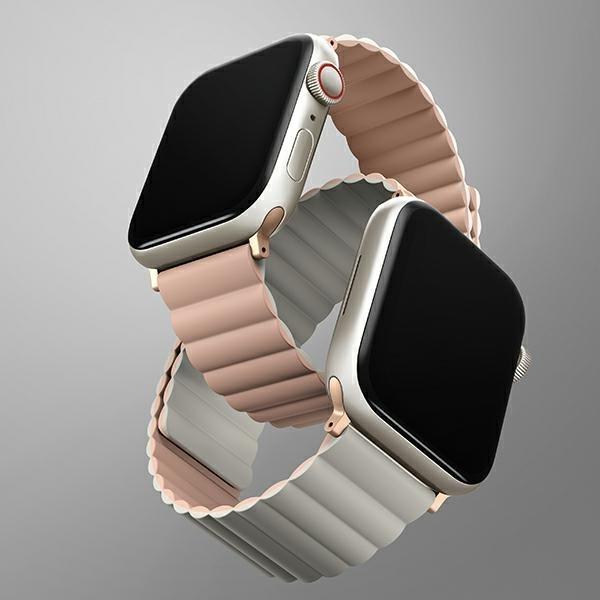 Produktbild Uniq pasek Revix Apple Watch Series 1/2/3/4/5/6/7/8/SE/SE2 38/40/41mm. Reversible Magnetic różowy-be (41 mm, 38 mm, 40 mm, Silikon, Edelstahl)