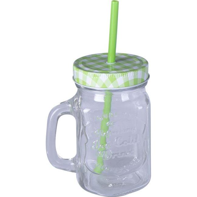 Thumbnail - MICA Living Trinkglas mit Deckel und Trinkhalm - 450 ml - 1 Stück, Trinkgläser, Mehrfarbig