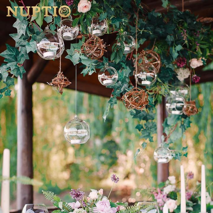 Immagine prodotto Nuptio 12 Stück Hängende Glaskugel-Teelichthalter