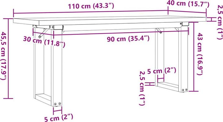 Image du produit vidaXL Couchtisch (110 x 40 x 45.50 cm)