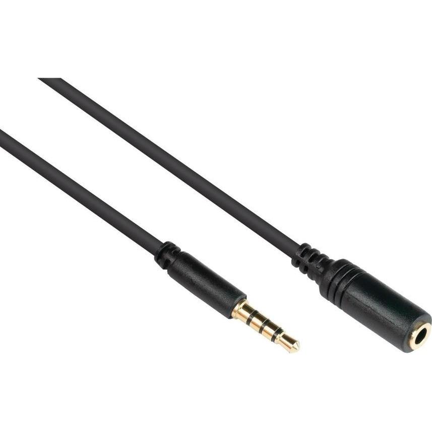 Varia SO-32140 - Klinkenverlängerung 3,5mm, Stecker an Buchse (4-polig), vergoldete Kontakte, 0,5m, Cavo audio