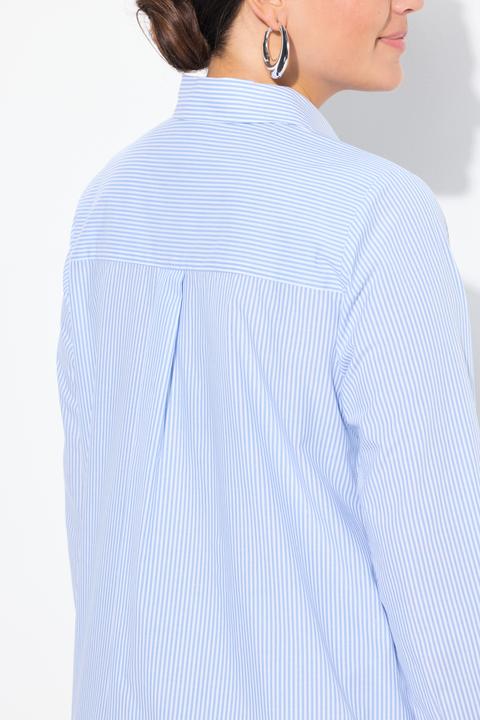 Immagine prodotto Ulla Popken Blusa a righe dal taglio svasato con SWEET, collo da camicia e maniche lunghe (46, 48)