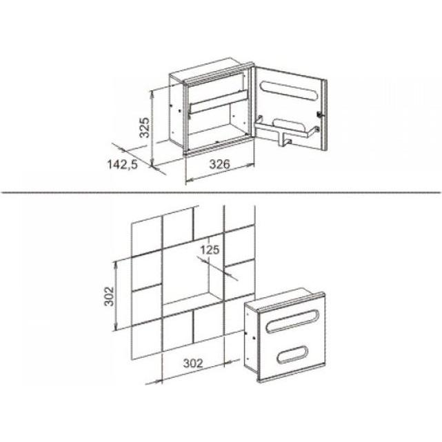 Thumbnail - Keuco, Spiegel, Modul Waschtisch 3 PLAN INTEGRAL Aufnah f Kleenexbox Papierspender vc/we
