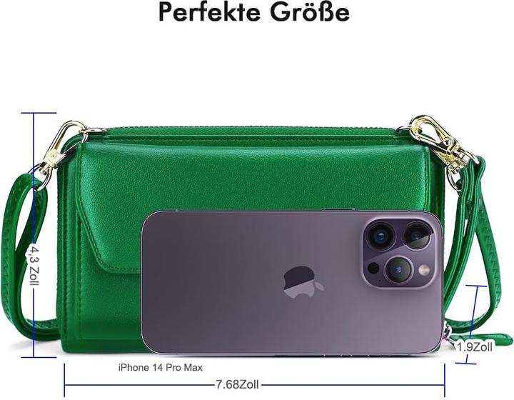 Only-Bags.Store Kleines Portemonnaie mit Kreditkartenfächern, Handytasche mit Reissverschluss um 2 Riemen