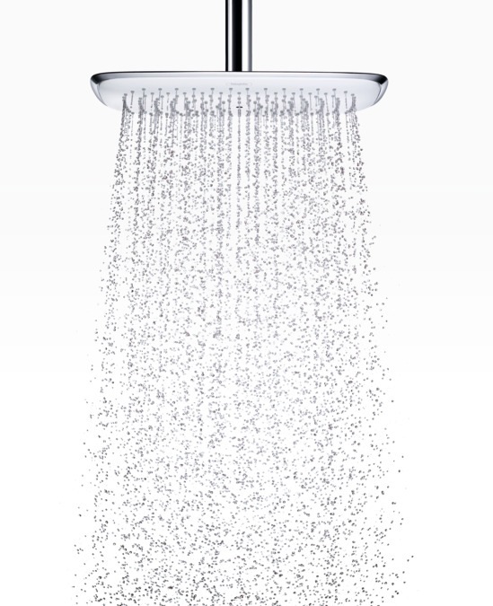 Produktbild hansgrohe HG Kopfbrause PURA VIDA 400 AIR 1jet 400mm DN 15 Deckenanschluss 100mm chrom (1 Strahlarten, 21 l/min)