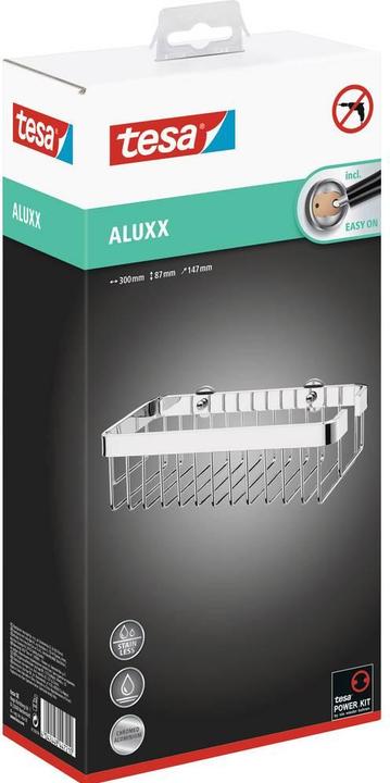 Produktbild tesa ALUXX Duschkorb inkl. Klebelösung ohne Bohren (14.70 x 30 x 8.70 cm)