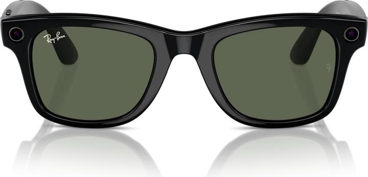 Ray Ban Meta Wayfarer (Standard) Smart Glasses - Shiny Black/Green (Mobile)
