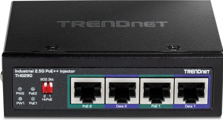 Produktbild Trendnet ti-ig290 poe injector 95w 2-port industrial 2.5g poe (802.3af (PoE), 802.3at (PoE+), 802.3bt (PoE++), 95 W)