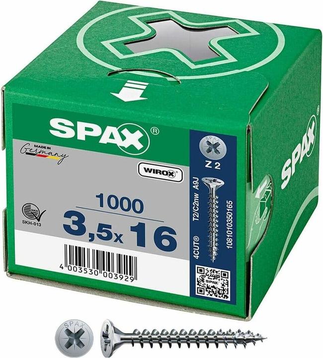 Image du produit Spax Vis pour panneaux d'aggloméré SK PZ2 3,5x16 mm (1000 Vis par pièce)
