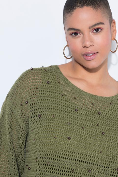 Produktbild Studio Untold Pullover, Boxy Shape, Lochstrick, Zierperlen, Langarm (42, 44)
