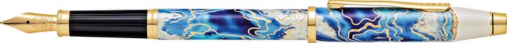 Actual product image Cross Wanderlust Malta F fountain pen gift box (Blue, White lacquer, Gold, Motif Malta, 1 x)
