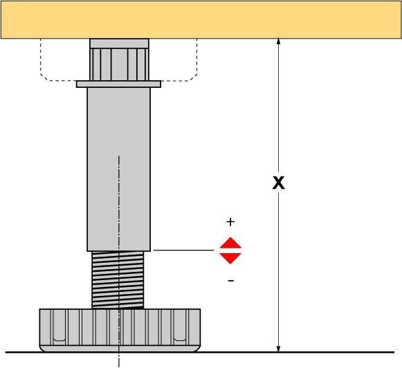 Produktbild Hettich Sockelverstellfuss Korrekt Kunststoff schwarz 130 mm Verstellbereich -6/+30 mm (1 Stk.)