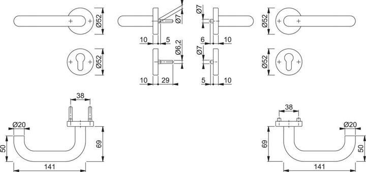 Actual product image Hoppe Fire protection set Paris FS-E138/42H/42HS (Door handle)