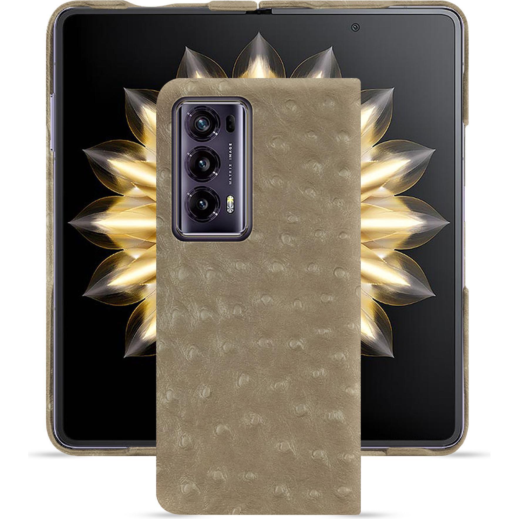 Noreve Lederschutzhülle Honor Magic V2 (Honor Magic V2), Smartphone Hülle, Beige