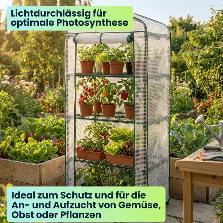 Produktbild Ideoon Folien-Gewächshaus 49x69x160 cm mit 4 Ebenen, stabiles Pflanzenanzuchthaus mit PE-Gitterfolie 120gsm
