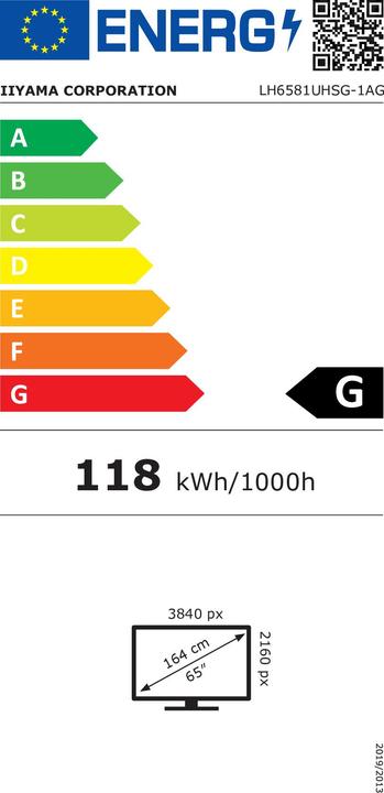 Label énergétique iiyama LFD ProLite LH6581UHSG-1AG (3840 x 2160 pixels, 64.50")
