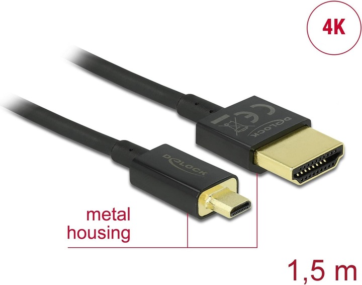 Actual product image Delock HDMI (Type A) - micro HDMI (Type D) (1.50 m, HDMI)