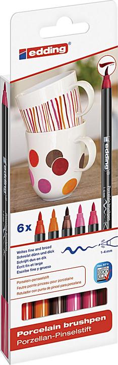 Actual product image Edding Porcelain pens warm colours set of 6pcs. (Multicoloured, 4 mm, 6 x)