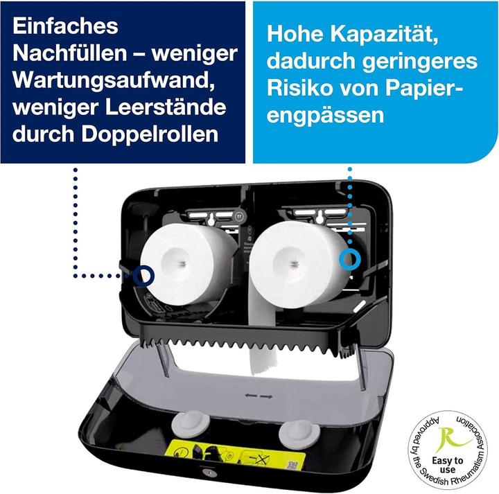 Immagine prodotto Tork Distributore di carta igienica a doppio rotolo Midi senza maniche