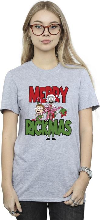 Actual product image Rick And Morty Womens/Ladies Merry Rickmas Cotton Boyfriend T-Shirt (3XL)