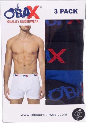 Productafbeelding Obax Heren Boxerondergoed 3p Zwart/Blauw M (M)