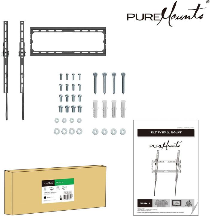 Produktbild PureMounts Wandhalterung PM-BT410 Schwarz (Wand, 45 kg)