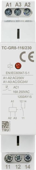 Actual product image Tru Components TC-GR8-116/230 Auxiliary switch 1 changeover contact 24 V/AC, 24 V/DC, 230 V