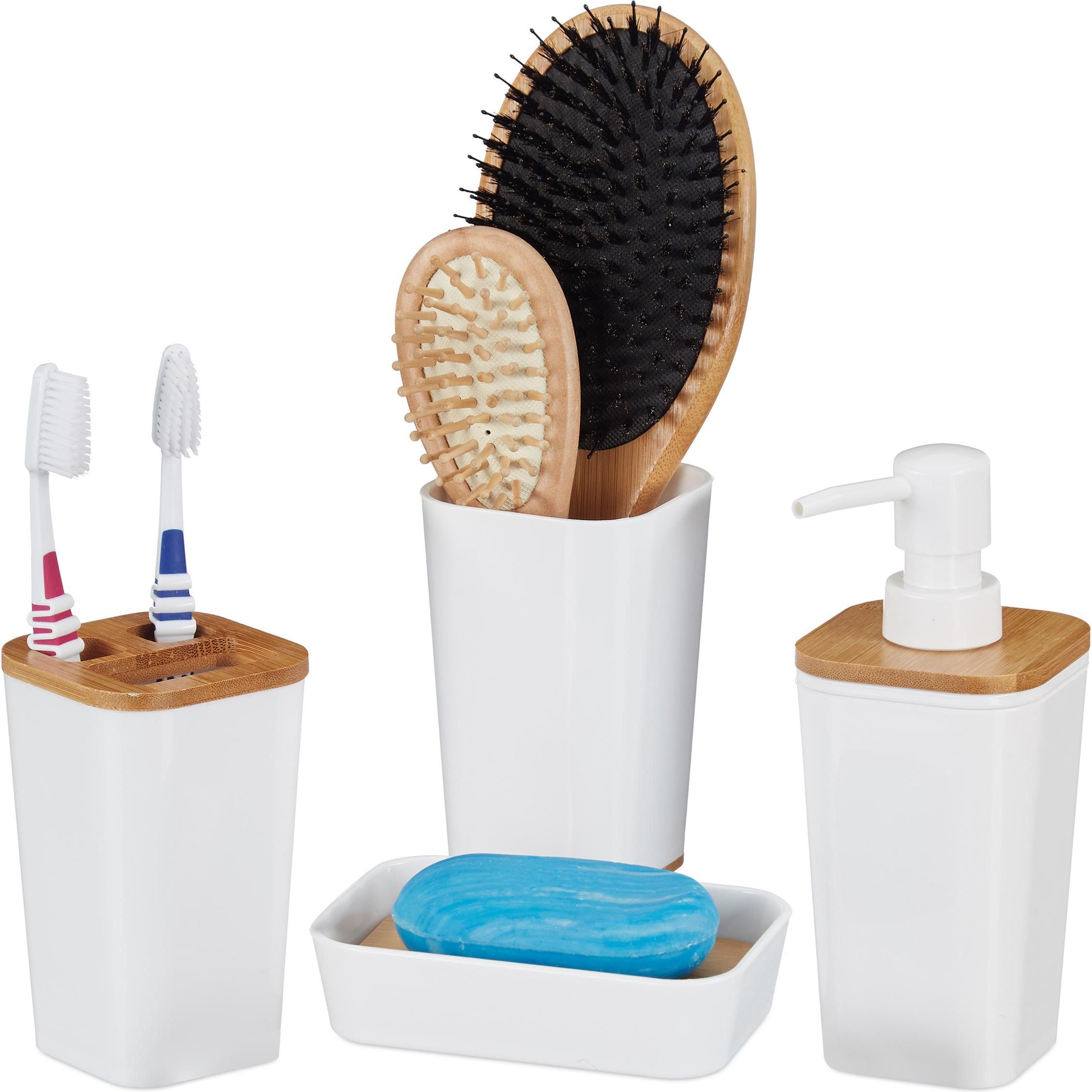 Relaxdays, Seifenspender + Seifenschale, Badaccessoires-Set