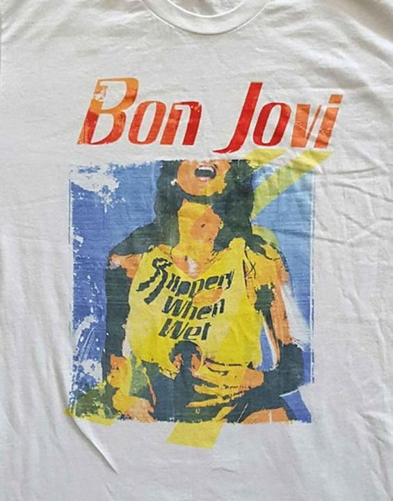 Immagine prodotto Bon Jovi Maglietta unisex adulti Slippery When Wet Original Cover in cotone (S)