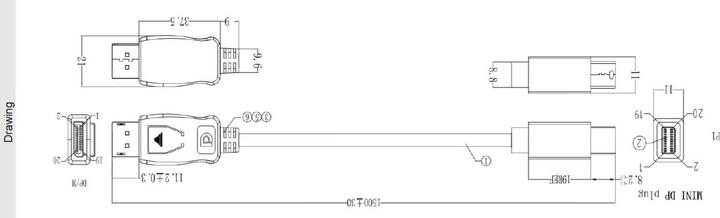 Produktbild Bachmann Mini DisplayPort Kabel 1,5m Seite1/2: Mini DP (1.50 m)