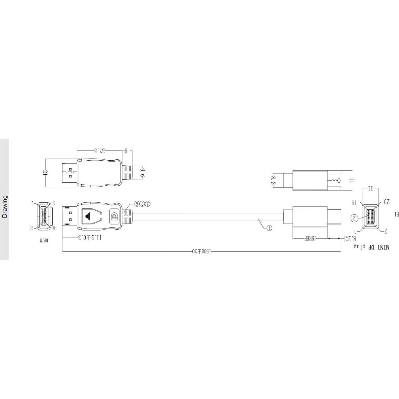 Bachmann Cavo Mini DisplayPort 1,5m Pagina1/2: Mini DP (1.50 m), Cavo video