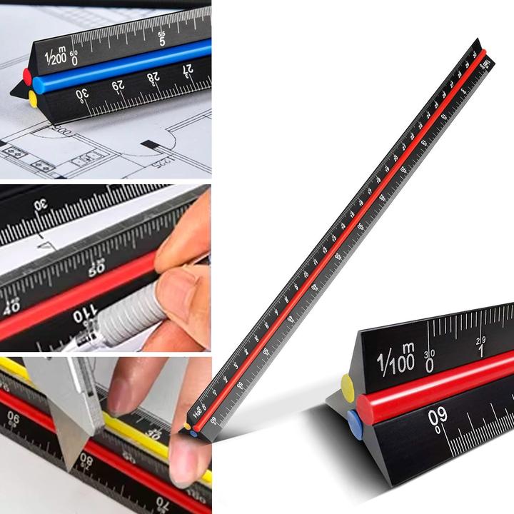 Produktbild Stahlwerk Lineal Set mit Multiwinkel-Messlineal, Dreikant-Lineal, Winkeldreieck (30 cm)