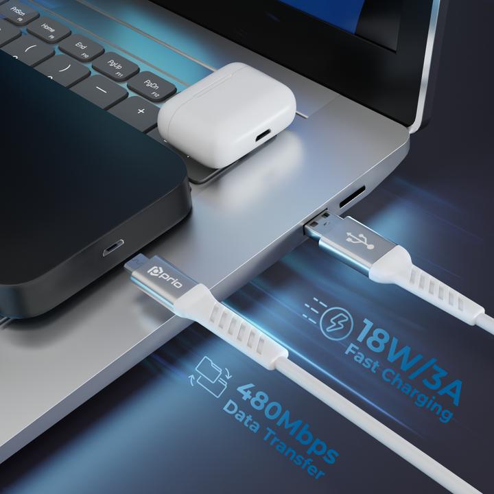 Actual product image prio Lade- & Datenkabel Micro USB auf USB A 1,2m weiss (1.20 m, USB 2.0, 15 W)