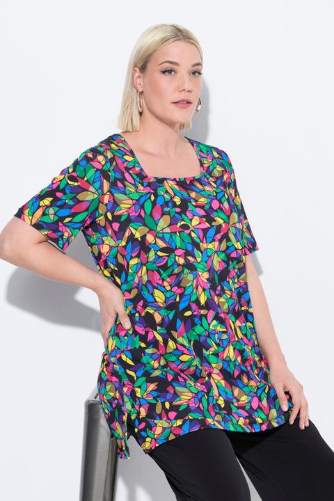 Actual product image Ulla Popken Matte Jersey Stained Glass Square Neck Tunic (58)