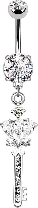 Immagine prodotto Star Piercing Banana d'argento con due sfere di cristallo ciondolo d'argento chiave di re (Ottone, Acciaio chirurgico 316L)