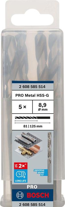 Actual product image Bosch Professional Zubehör PRO Metal HSS-G twist drill, 8.9 x 81 x 125 mm (8.9 mm)
