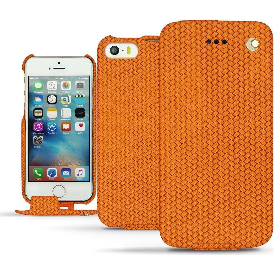 Noreve Lederschutzhülle vertikal (Apple iPhone SE), Smartphone Hülle, Orange