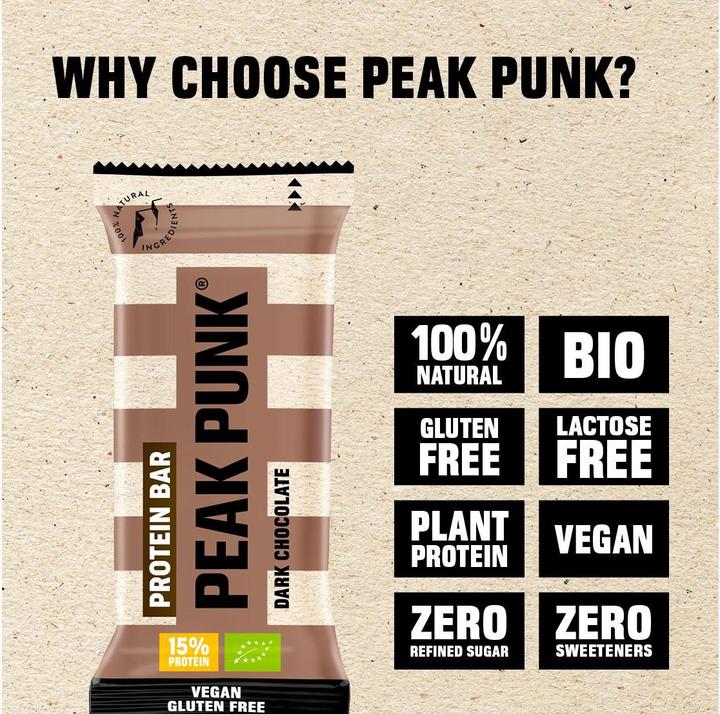 Produktbild Peak Punk Bio Protein Bar (Dark Chocolate, 12 Stk., 55 g)