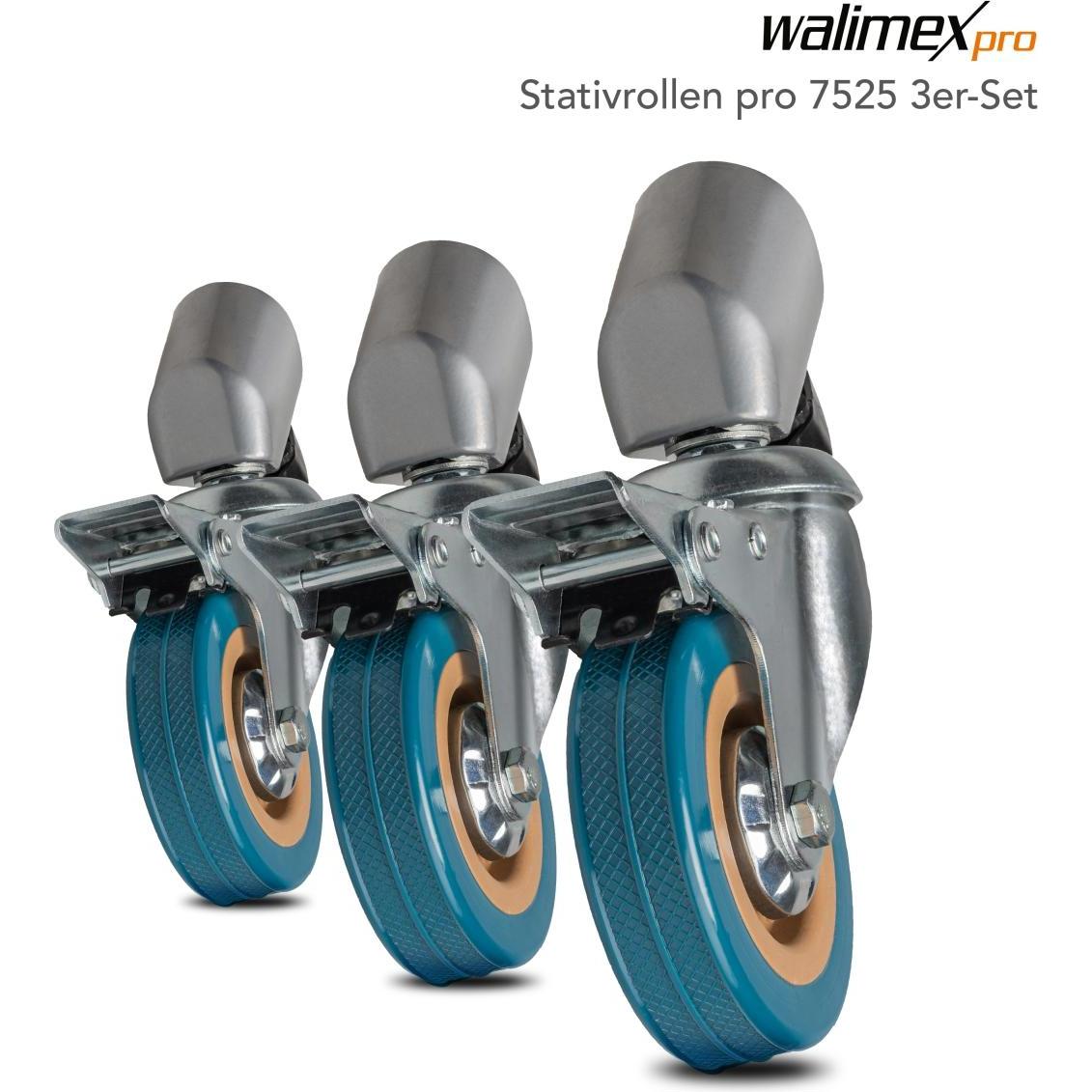 Walimex pro pro 23094 Stativrollen Pro 7525 3er-Set 75mm (Stativfuss), Stativ Zubehör, Schwarz