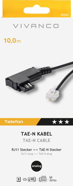 Immagine prodotto Vivanco Cavo AB/fax/modem, da TAE-N a RJ11, 10m