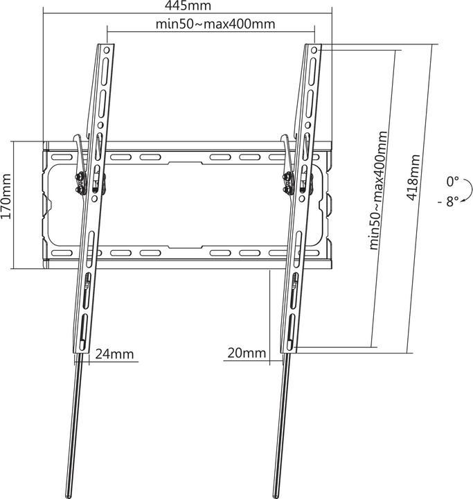 Actual product image Manhattan Ultra-flat TV wall mount for screens from 81.28 to 177.8cm from 32 to 70 inches and (Wall, 70", 48 kg)
